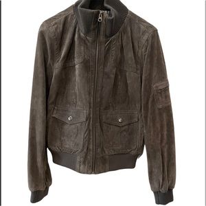 Ann Taylor Loft Brown Leather Jacket for Women, Size Medium.